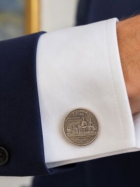 Virginia Jamestown Quadricentennial Quarter Cufflinks – Handmade Coin Jewelry